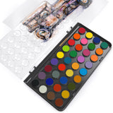 Arteza 36 Watercolor Paint Color Cakes, 1 Water Brush Pen Art Supplies Travel Kit