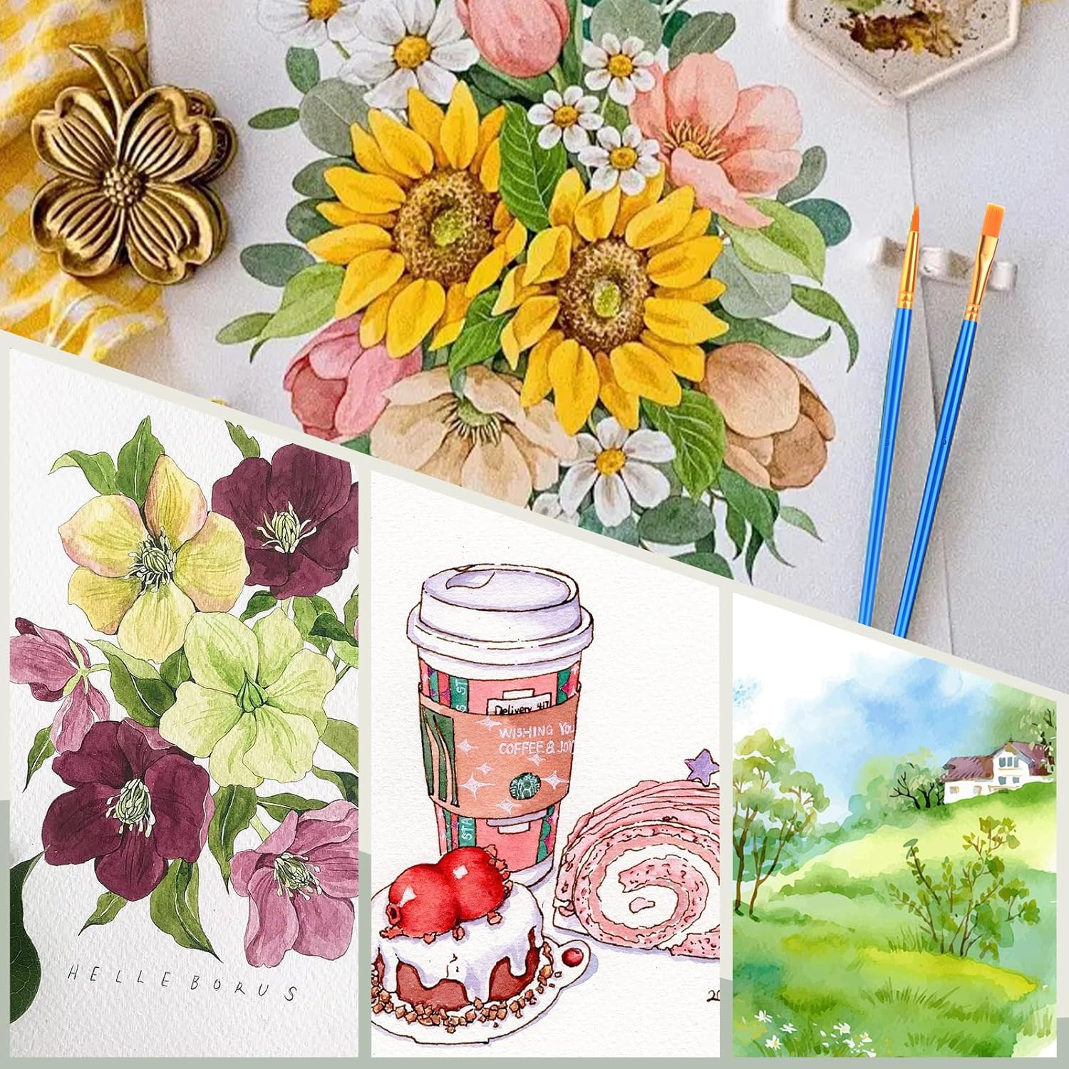 Keep Smiling 100 Colours Watercolour Paint Set with 50 Regular