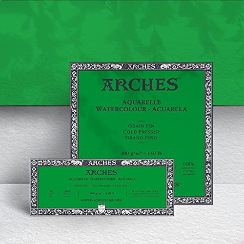 Arches Watercolour 300 GSM Cold Pressed Natural White 26 x 36 cm Paper Blocks, 20 Sheets