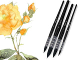 Like it Natural Synthetic Squirrel Hair Professional Watercolor Paint Brush, Round Pointed Paintbrush Set for Fine Details, Watercolor, Acrylic, Gouache Painting (4 Brushes) (Black)