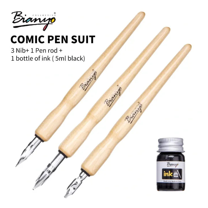 Bianyo Calligraphy Pen Set Artist Comic Pen Tool Dip Pen Suit 3 Super Nib