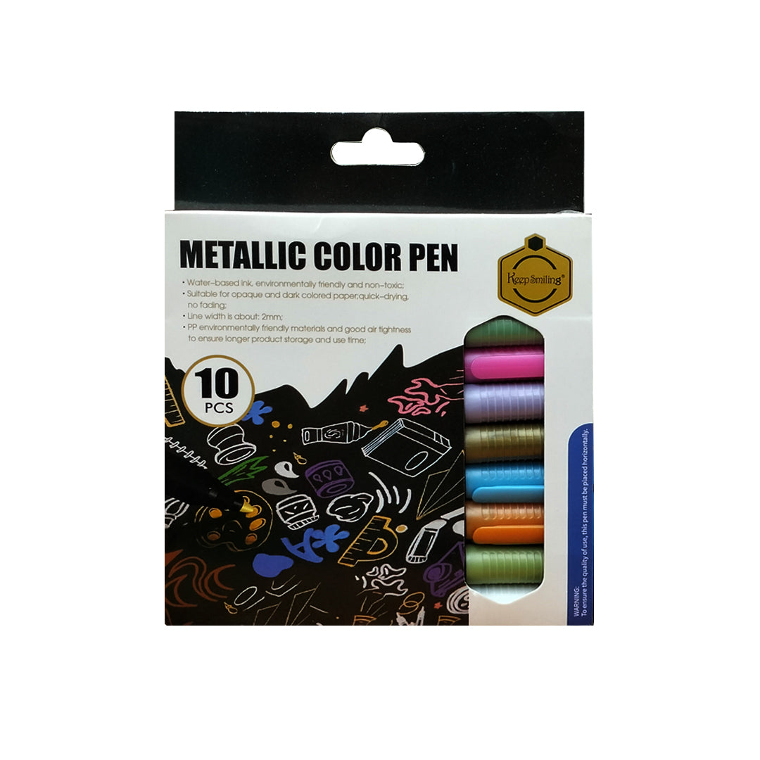 Keep-Smiling-Metallic-Color-Pen-Set-of-TEN