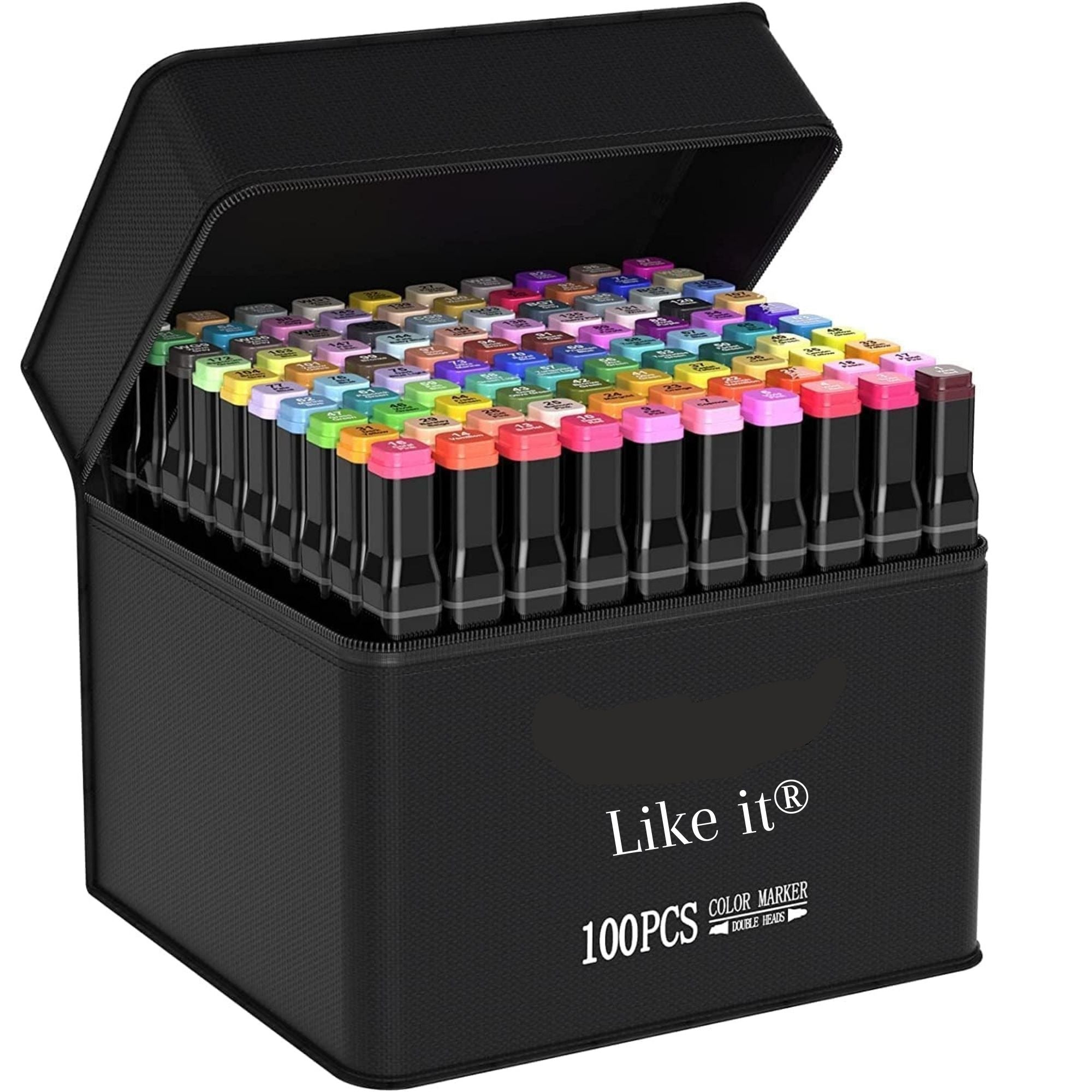 Vallteng Alcohol Markers Set – 100 Kleuren – Dual Tip (1-6mm En 1mm) – Met Opbergbasis En Draagtas – Voor Tekenen, Illustratie, Grafisch Ontwerp – Permanente Markers – Volwassenen En Professionals