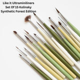 Like it Ultraminiliners Set Of 15 Kolinsky Synthetic Forest Edition