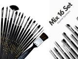 Like it Mix Painting Brush Set of 16 Brushes Synthetic Squirrel Premium bristles Perfect for Watercolor, Acrylic, Gouache, Face Painting with Excellent Liquid Holding Capacity