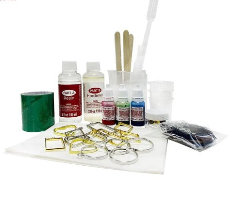 Likeit DIY Bezel Jewellery Making Kit, 60-Piece Set with Resin, Metal Bezels, Pigments, Necklaces and Tools