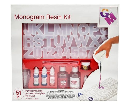 Llike it Monogram Resin Letter Casting Kit, 51-Piece Set with Silicone Mould, Pigments, and Tools