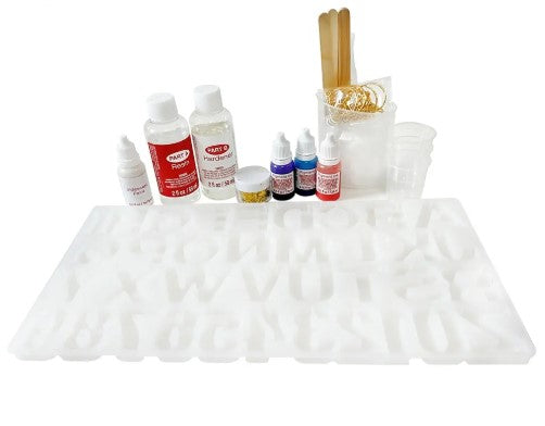 Llike it Monogram Resin Letter Casting Kit, 51-Piece Set with Silicone Mould, Pigments, and Tools
