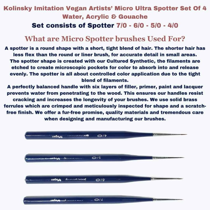 Like it Ultra Micro Spotter Set Of 4 Kolinsky Synthetic