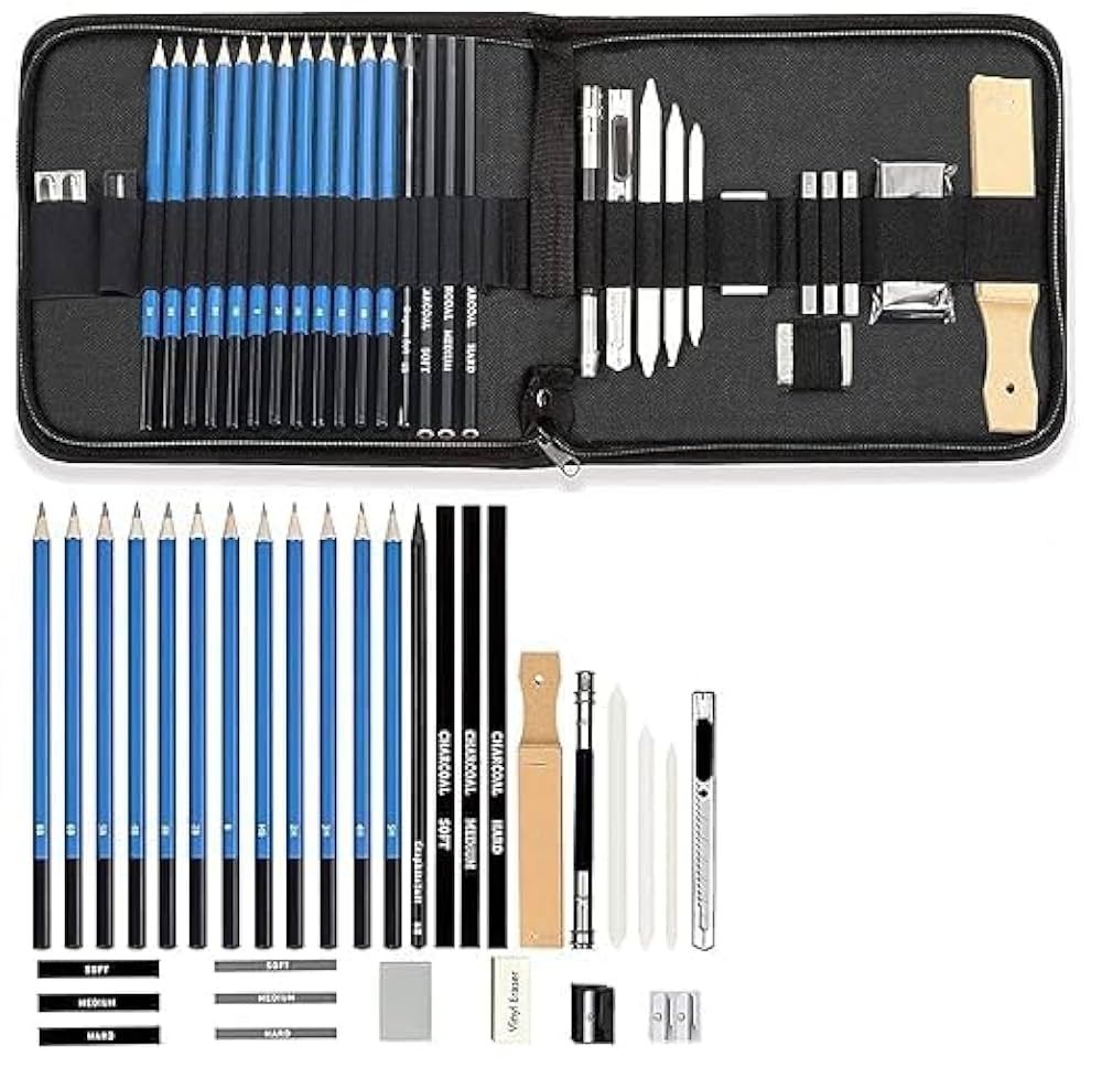 Like it Drawing Pencils Shading Pencils Set Drawing Kit Sketching Kit Sketch Pencils Set for Artists Charcoal Pencils for Artists Pencils for Artists Kit Graphite Pencil Set Artist Pencil Set 33 Pcs