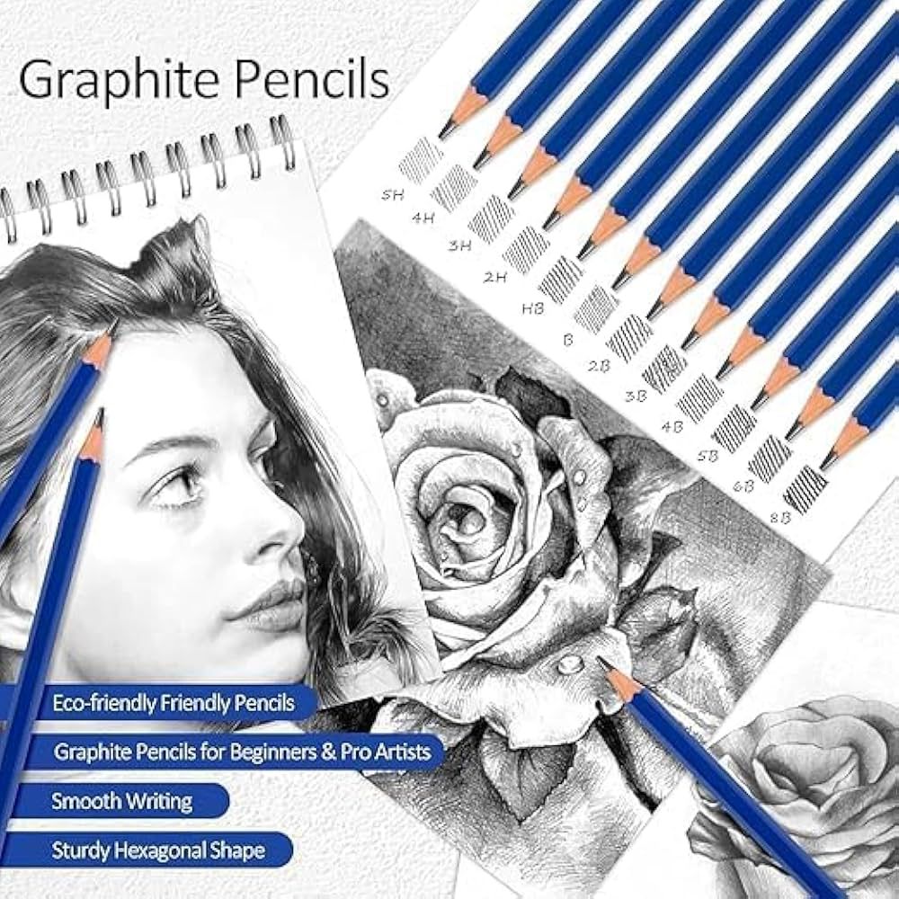 Like it Drawing Pencils Shading Pencils Set Drawing Kit Sketching Kit Sketch Pencils Set for Artists Charcoal Pencils for Artists Pencils for Artists Kit Graphite Pencil Set Artist Pencil Set 33 Pcs