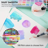 Like it Imported Solid Watercolour Paints Set of 168 Including Vivid, Metallic, Pearlescent and Fluorescent Colors, Travel Watercolor Set with Brush Pen