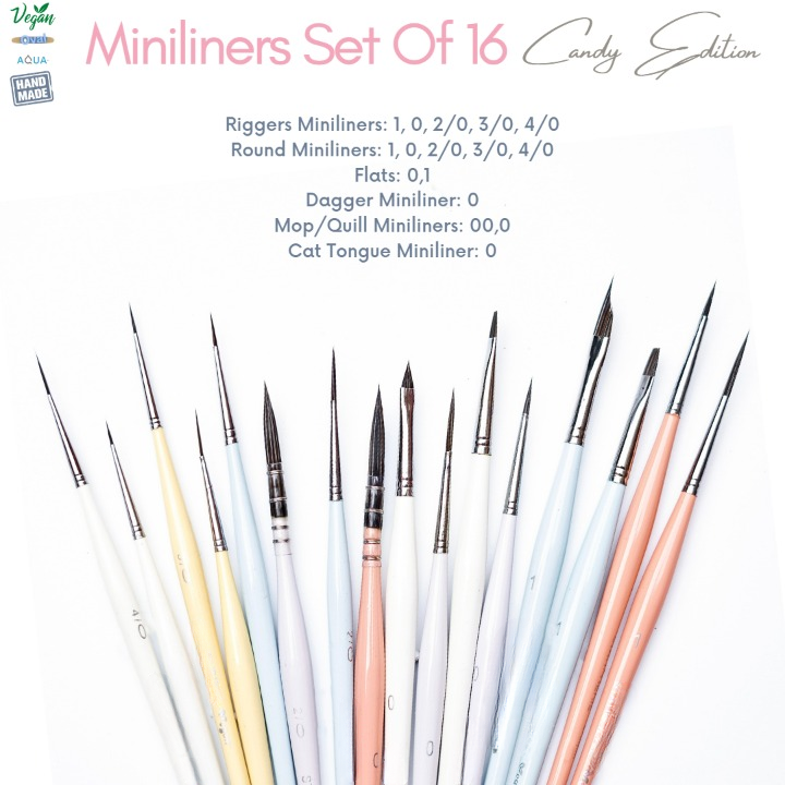 Like it Miniliners Set Of 16 Candy Edition Perfect for Watercolor, Acrylic, Gouache, Face Painting