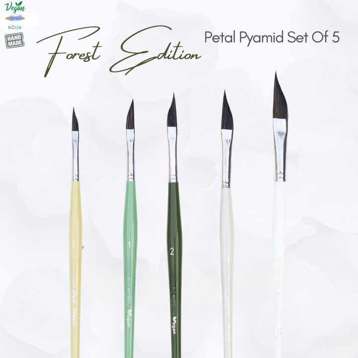 Like it Petal Pyramid Set Of 5 Forest Patel Edition for Acrylic, Oil, Watercolour & Painting Brush Set