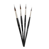 Like it Needle Brush Set, Professional Brushes, Sizes 4, 6, 8, 10, Kolinsky Synthetic Sable, Extended Needle Set Of 4