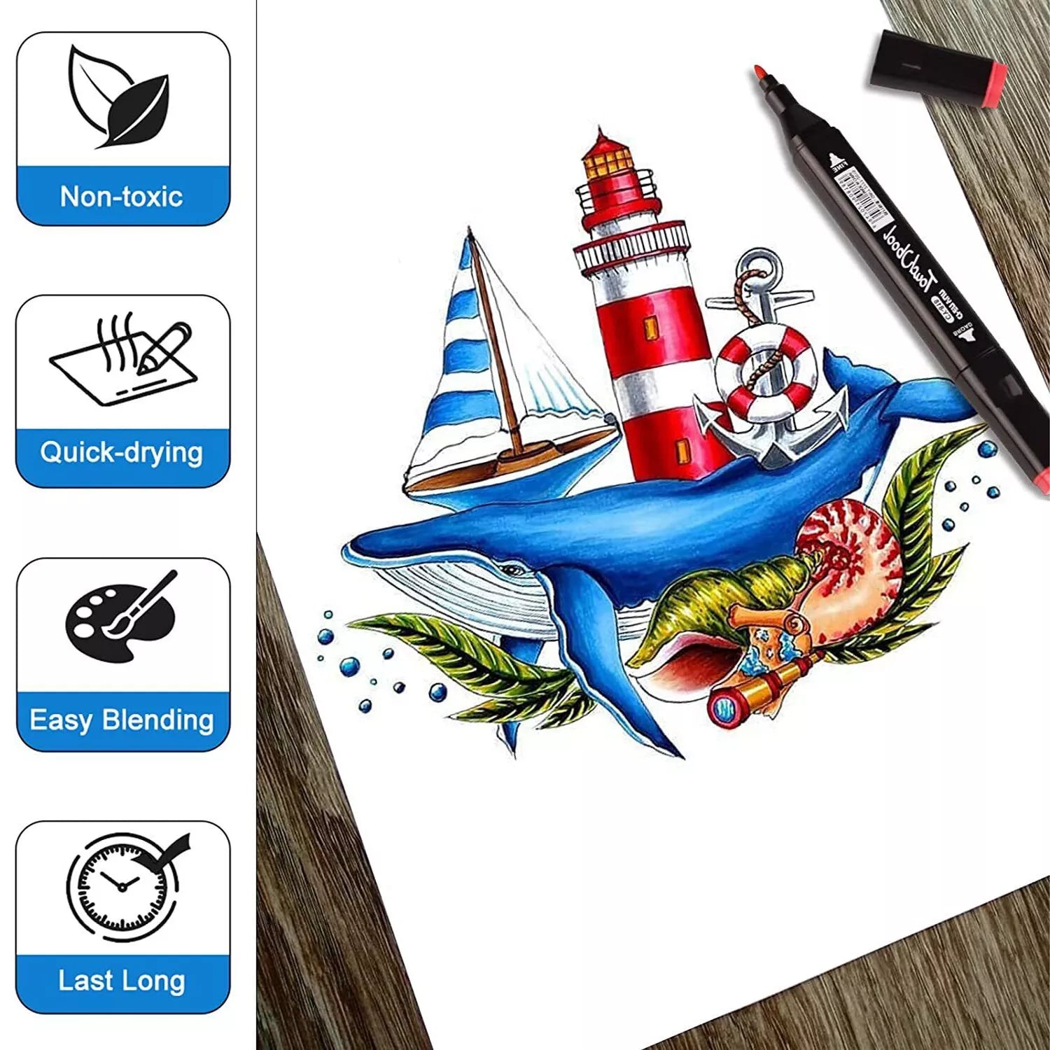 Like it Artist Alcohol Based Ink Colors Dual Tip Marker Set 60
