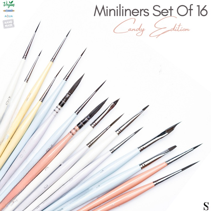 Like it Miniliners Set Of 16 Candy Edition Perfect for Watercolor, Acrylic, Gouache, Face Painting